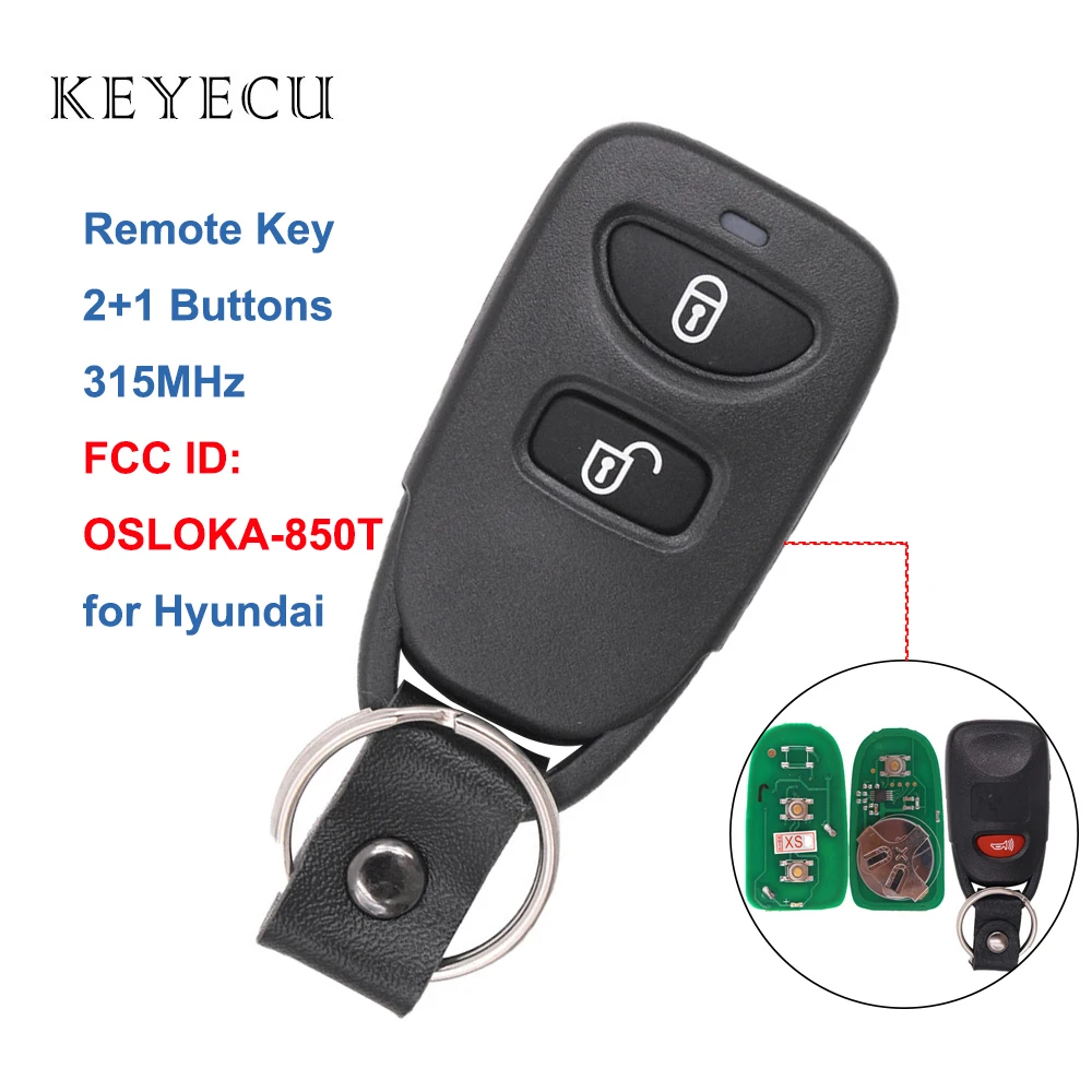 

Keyecu Remote Key Fob 2+1 Buttons 315MHz for Hyundai Tucson Santa Fe 2006 2007 2008 2009 2010 2011,FCC ID:OSLOKA-850T