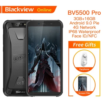 

Blackview BV5500 Pro Original IP68 Waterproof 5.5" Rugged Smartphone 4400mAh 3GB+16GB Android 9.0 Pie 4G Outdoor Mobile Phone