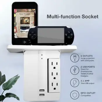 Socket Frame - 8 Port Surge Protector Wall Plug Bracket Wall Outlet 6 Extender Outlet 2 USB Ports Wall Outlet Shelf Wall Plug
Socket Frame - 8 Port Surge Protector Wall Plug Bracket Wall Outlet 6 Extender Outlet 2 USB Ports Wall Outlet Shelf Wall Plug