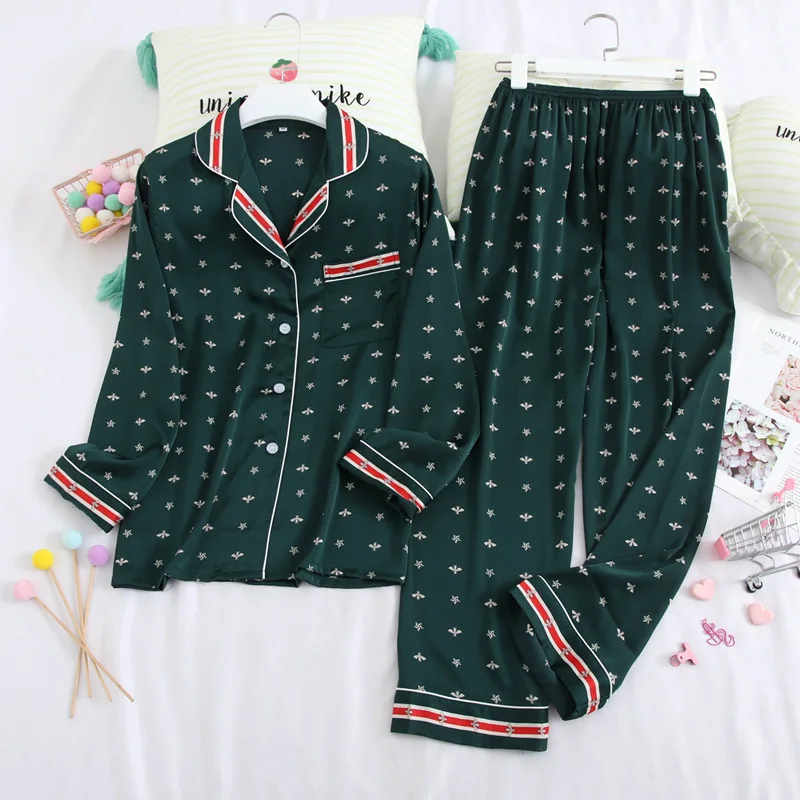 New Women's Silk Long-Sleeved Trousers Home Service Suit Women's Explosion Models Pajamas Set
New Women's Silk Long-Sleeved Trousers Home Service Suit Women's Explosion Models Pajamas Set