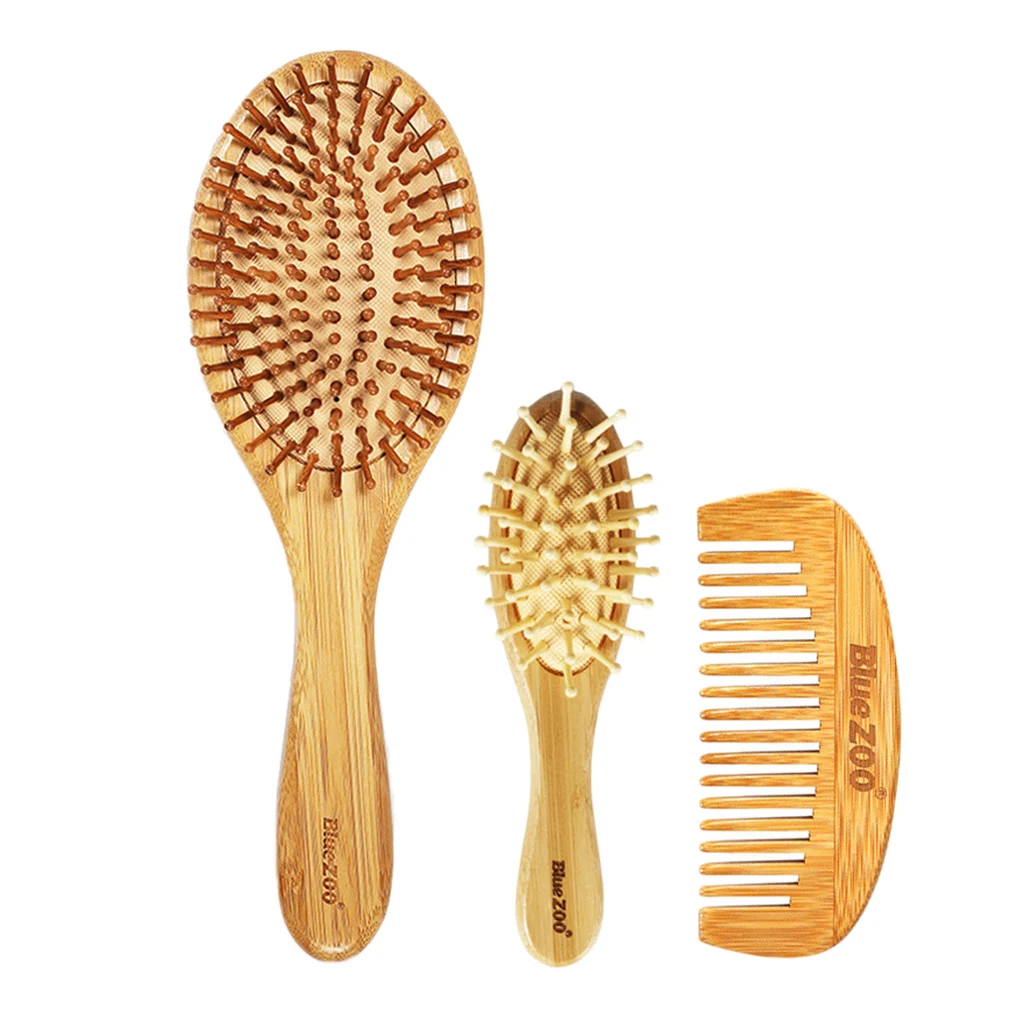 3 Pcs Bamboo Wooden Hair Brush Air Cushion Combs Set Anti-static No Hair 3 Pcs Bamboo Wooden Hair Brush Air Cushion Combs Set Anti-static No Hair