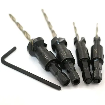High Quality 4pcs Countersink Drill Bit Set Woodworking Hex Shank #6 #10 #13 #16 Wood Screw Clamp Drilling Bit Set
High Quality 4pcs Countersink Drill Bit Set Woodworking Hex Shank #6 #10 #13 #16 Wood Screw Clamp Drilling Bit Set