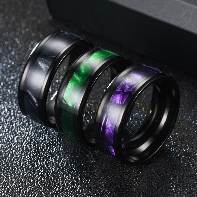 2021 градиентные фиолетовые кольца ракушки из нержавеющей стали для мужчин и