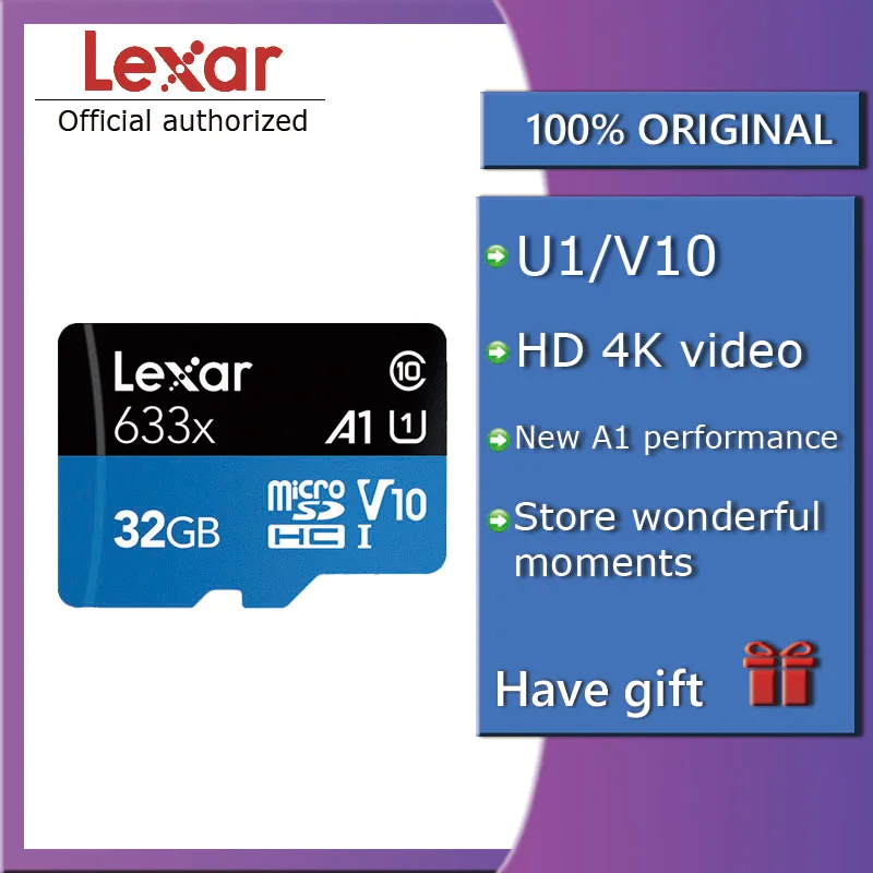 

Lexar 633X Memory Card 16GB mini card 64GB micro sd card Class10 32GB cartao de memoria 128G 256G TF flash Card for 4K HD video