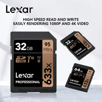 

Lexar 32GB SD Card Class10 633x U3 SDHC SDXC 128GB Memory Card UHS-I C10 64GB max 95MB/s 16GB Carte SD cartao de memoria