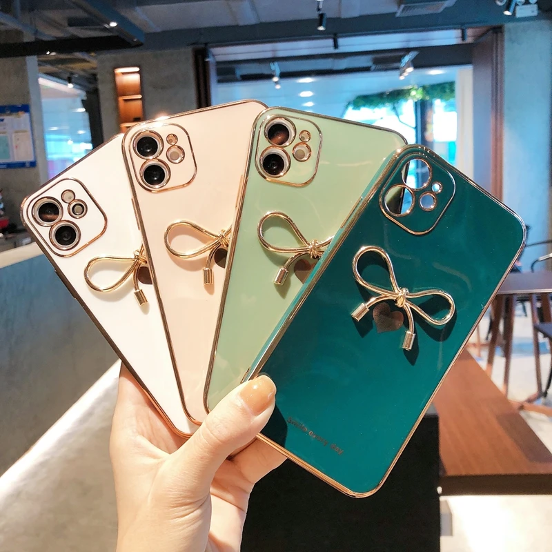 Silicone Love pattern bowknot  Case For iphone