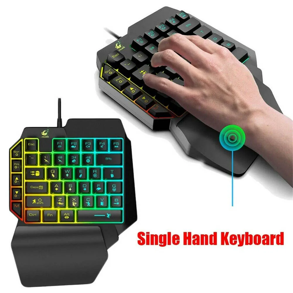 USB Wired Gaming Keyboard With Rainbow LED For PS4 For Xbox One 39 Keys One-handed Keyboard For PC Laptop Anti-slip Illuminated
USB Wired Gaming Keyboard With Rainbow LED For PS4 For Xbox One 39 Keys One-handed Keyboard For PC Laptop Anti-slip Illuminated