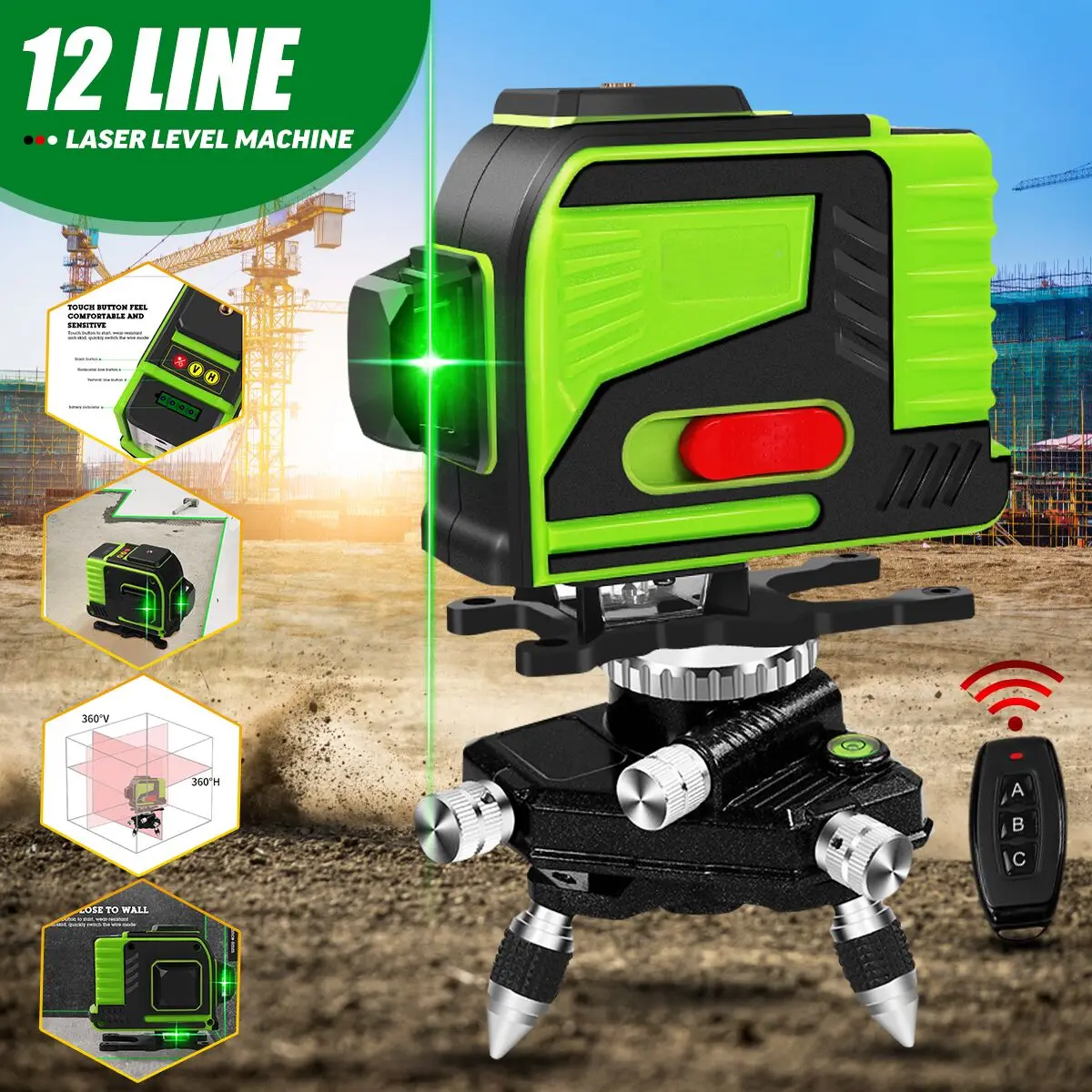 Super Powerful 12 Line Green Laser Level 3D Self-leveling 360 Degree Horizontal And Vertical Cross Construction Tools
Super Powerful 12 Line Green Laser Level 3D Self-leveling 360 Degree Horizontal And Vertical Cross Construction Tools