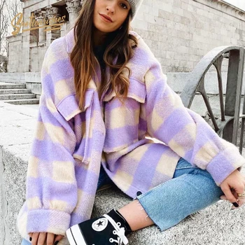 Loose-fitting Womens purple Oversized Jacket Coat long sleeve Wool Winter Womens coats and jackets Overshirt chaqueta para mujer
Loose-fitting Womens purple Oversized Jacket Coat long sleeve Wool Winter Womens coats and jackets Overshirt chaqueta para mujer