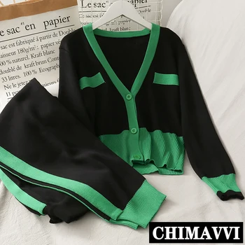 Mixed Color Three-Button V-neck Cardigan Sweater + Drawstring Knitted Casual Pants Two-piece Set Women's Spring Clothing Femme
Mixed Color Three-Button V-neck Cardigan Sweater + Drawstring Knitted Casual Pants Two-piece Set Women's Spring Clothing Femme