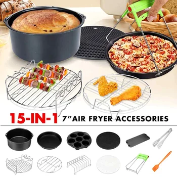 12Pcs 7'' Air Fryer Accessories Fit for Air fryer 3.2-6.8QT Baking Basket Pizza Plate Grill Pot Kitchen Cooking Tool for Party 
12Pcs 7'' Air Fryer Accessories Fit for Air fryer 3.2-6.8QT Baking Basket Pizza Plate Grill Pot Kitchen Cooking Tool for Party