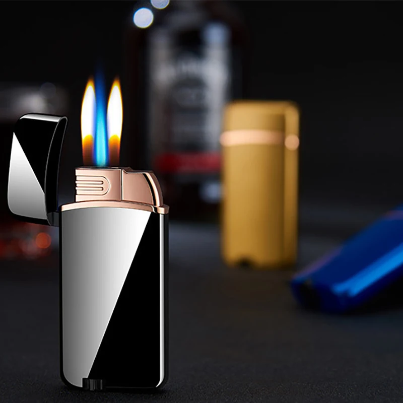 Creative Three-fire Inflatable Windproof Lighter Straight Into The Blue Flame To Double Bright Cigar Lighter Gadgets for Men
Creative Three-fire Inflatable Windproof Lighter Straight Into The Blue Flame To Double Bright Cigar Lighter Gadgets for Men
