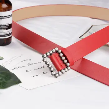 Women Fashion Wild Belt Square Buckle Inlaid Artificial Pearl Decor Waistband C6UD
Women Fashion Wild Belt Square Buckle Inlaid Artificial Pearl Decor Waistband C6UD