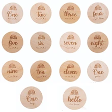 4pcs Wooden Baby Month Milestone Card Newborn Birth Month Birthday Milestone Teether Baby Kids Photography Card Props DIY Toy