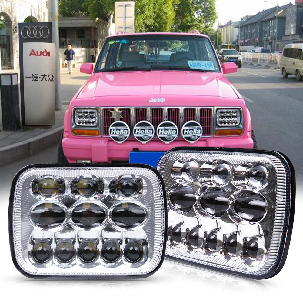 

7x6 LED Headlights 5x7 LED Headlight with Turn Signal DRL White Halo Sealed Beam Headlamp for Jeep Wrangler YJ Cherokee XJ H6054