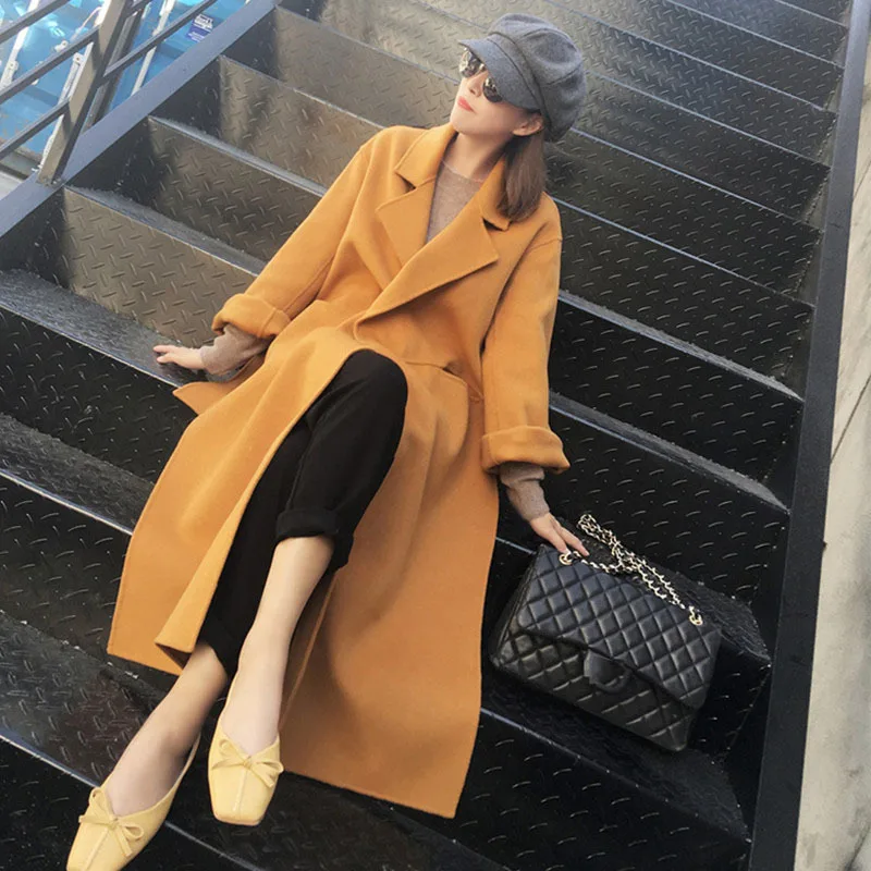 Winter Woman Coats 2019 Autumn and Winter Light Turmeric Woolen Coat Waist Bandwidth Loose Long Woolen Coat Coat Female
Winter Woman Coats 2019 Autumn and Winter Light Turmeric Woolen Coat Waist Bandwidth Loose Long Woolen Coat Coat Female