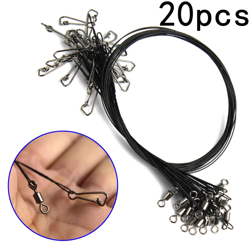 New 20PCS Anti-bite Fishing Line Steel Wire Leader Fishing Tackle MS+QL Fishing Swivel Snap Hook Connector 15/20/30CM Black X322
New 20PCS Anti-bite Fishing Line Steel Wire Leader Fishing Tackle MS+QL Fishing Swivel Snap Hook Connector 15/20/30CM Black X322