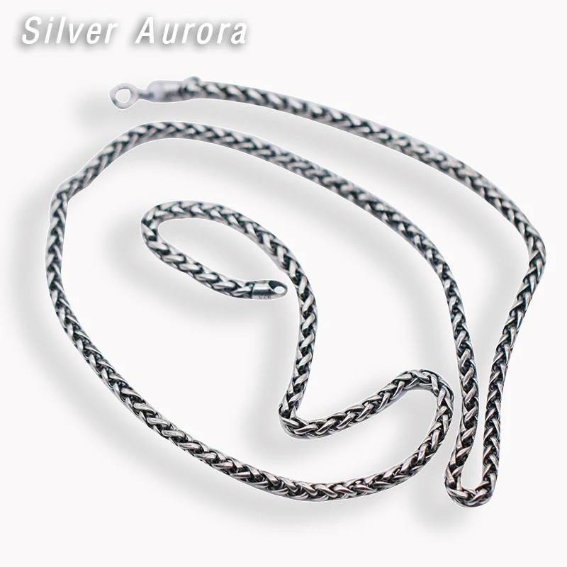 

Real 925 Sterling Zilver Eenvoudige Kettingen Chokers Kettingen voor Vrouwen Mannen voor Hanger Accessoires Vintage Mode-sierade