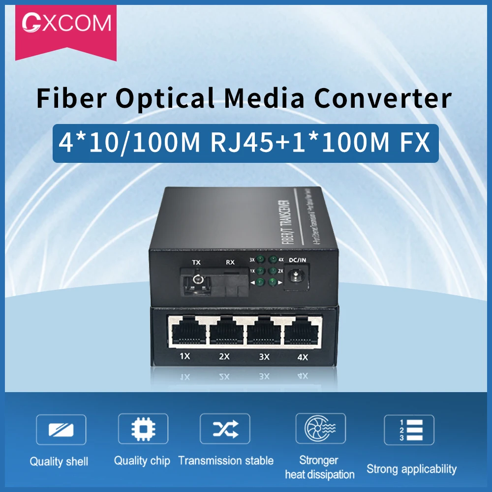 4-Port Media Converter 10/100M Single-Mode Single Fiber Optical Transceiver SC External Power Supply
4-Port Media Converter 10/100M Single-Mode Single Fiber Optical Transceiver SC External Power Supply