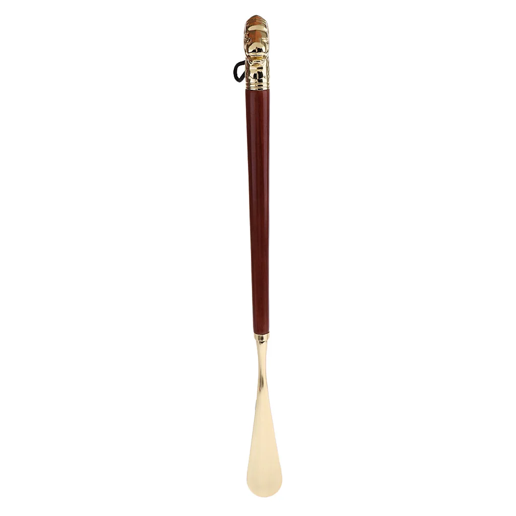 2 Pieces Metal Shoe Horn With Schima Wood Handle - 49cm/19.3inch 2 Pieces Metal Shoe Horn With Schima Wood Handle - 49cm/19.3inch