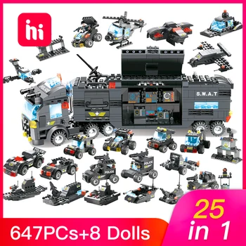HIPAC 647PCs DIY Building Blocks 25 in 1 with 8 Figures High Tech Blocks Car Technic Toys for Boys Children SWAT Team Helicopter
HIPAC 647PCs DIY Building Blocks 25 in 1 with 8 Figures High Tech Blocks Car Technic Toys for Boys Children SWAT Team Helicopter