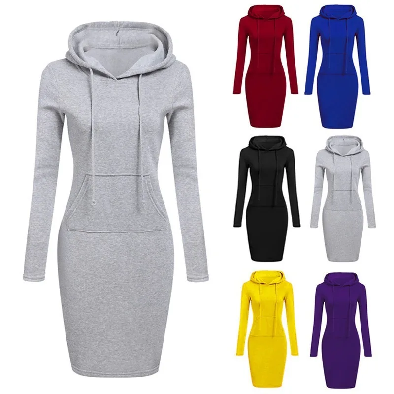 High Quality Sweatshirt Autumn Winter Warm Casual Sport Long-sleeve Dress Women Clothing Hooded Drawstring Pocket Dress
High Quality Sweatshirt Autumn Winter Warm Casual Sport Long-sleeve Dress Women Clothing Hooded Drawstring Pocket Dress