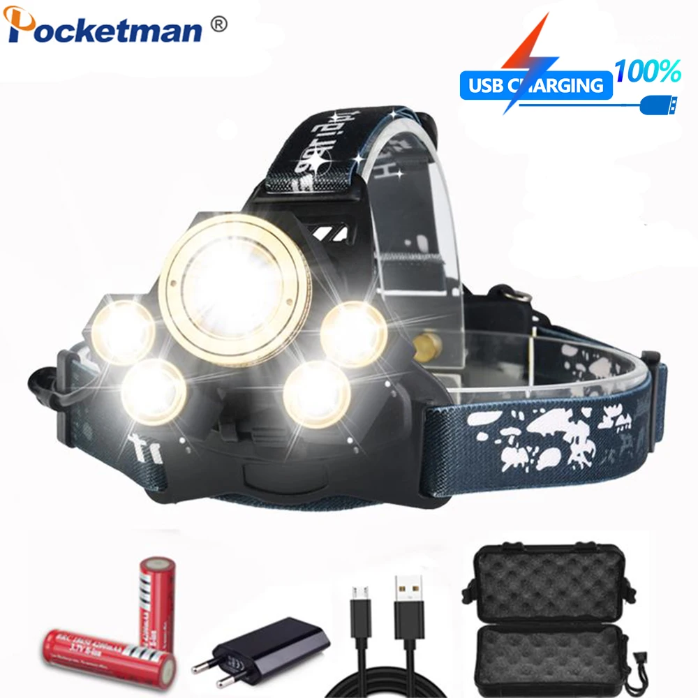 Most Powerful LED HeadlampT6+4*XPE Headl amp Yellow/Blue Light HeadLight USB Rechargeable Head Torch lantern use 18650 battery
Most Powerful LED HeadlampT6+4*XPE Headl amp Yellow/Blue Light HeadLight USB Rechargeable Head Torch lantern use 18650 battery