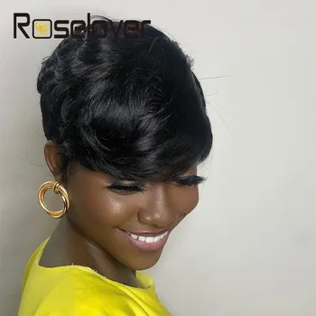 Short Bob Wig Straight Human Hair Wig Brazilian Bob Pixie Cut Bob Straight Human Hair Wig Full Machine Made With Bangs For Women 
Short Bob Wig Straight Human Hair Wig Brazilian Bob Pixie Cut Bob Straight Human Hair Wig Full Machine Made With Bangs For Women