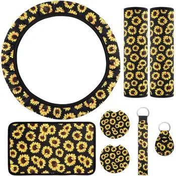 8pcs/set Car Sunflower Steering Wheel Cover Car Seat Belt Cover Armrest Cushion Sunflowers Keyring Coaster Auto Accessories
8pcs/set Car Sunflower Steering Wheel Cover Car Seat Belt Cover Armrest Cushion Sunflowers Keyring Coaster Auto Accessories