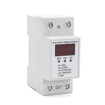 230V 63A Digital Display Din rail Automatic Reconnect Over Voltage and Under Voltage Protective Device Protector Relay
230V 63A Digital Display Din rail Automatic Reconnect Over Voltage and Under Voltage Protective Device Protector Relay