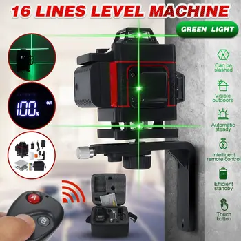 16 Line Laser Level Powerful Green Light 3D Remote Control Measure W/Wall Attachment Frame Self-Leveling System Green Beam Laser
16 Line Laser Level Powerful Green Light 3D Remote Control Measure W/Wall Attachment Frame Self-Leveling System Green Beam Laser