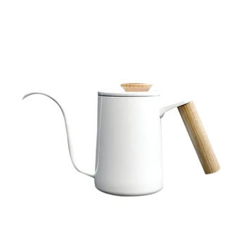 

350ML Stainless Steel Coffee Pot Kettle Gooseneck Spout Teapot Barista Tools(White)