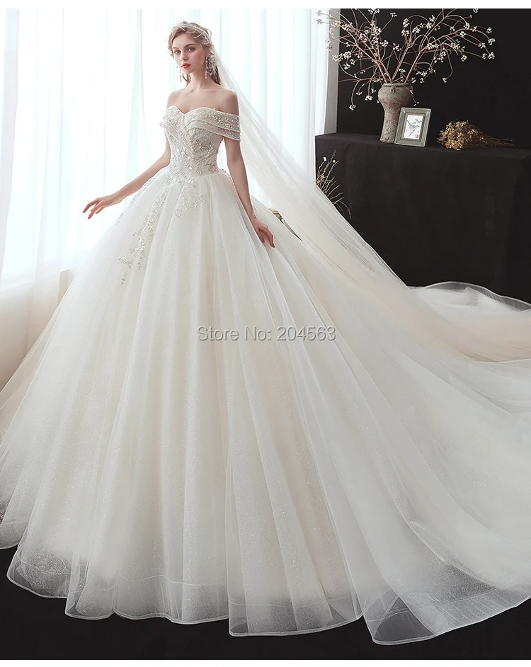 Off-Shoulder Wedding Dresses with Beads A Line Romantic Bridal Dress custom size&color
Off-Shoulder Wedding Dresses with Beads A Line Romantic Bridal Dress custom size&color