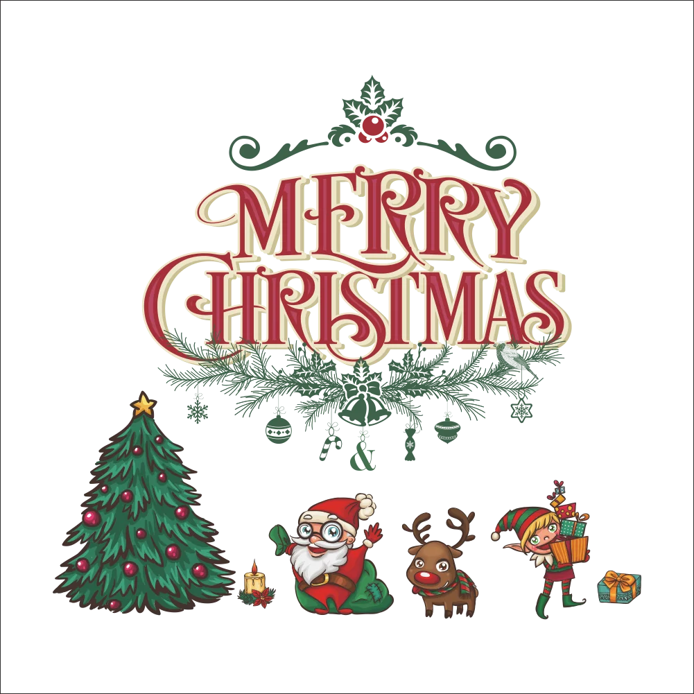 year window glass wall sticker christmas tree santa claus diy