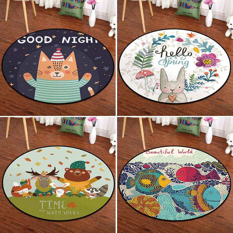 Customized cartoon round bedroom carpet mat children's room bedside baby climbing mat
Customized cartoon round bedroom carpet mat children's room bedside baby climbing mat