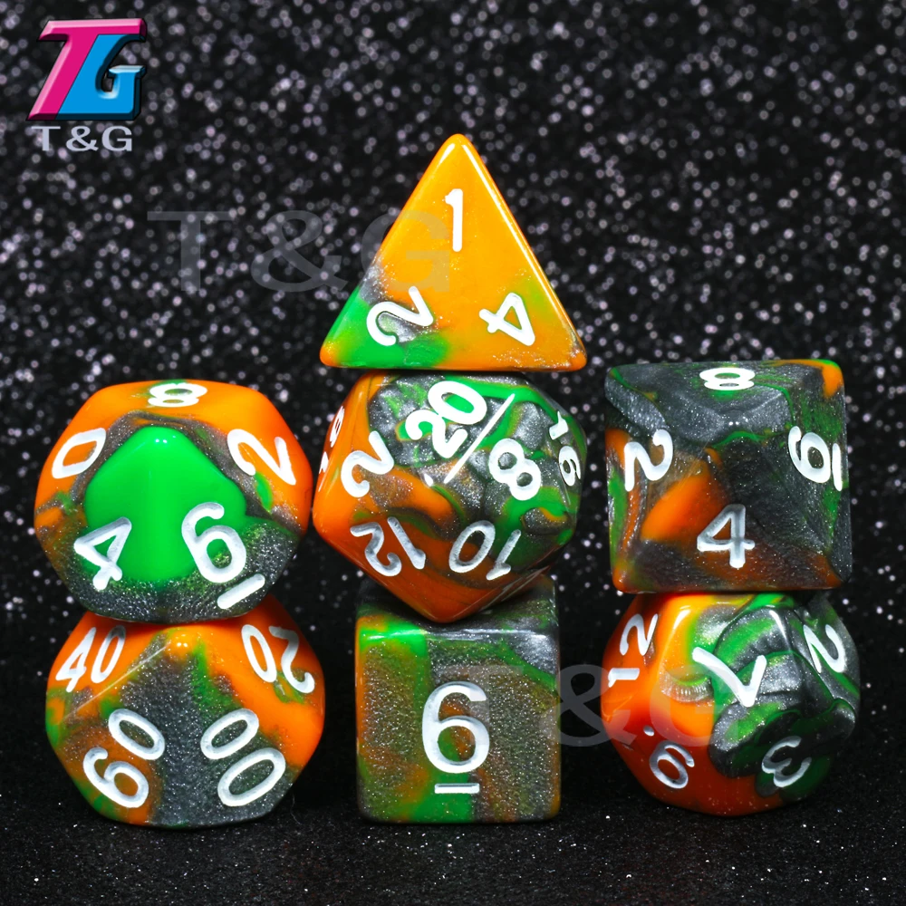 Забавные многогранные кости 11 цветов для игры DnD D4 D6 D8 D10 D12 D20 набор костей