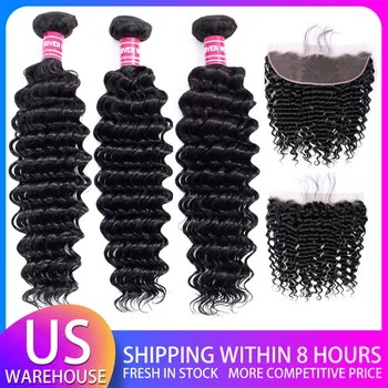 【US WAREHOUSE】Deep Wave Bundles With Frontal 13*4 Lace Frontal With Bundles Brazilian Remy Human Hair Bundles With Frontal
【US WAREHOUSE】Deep Wave Bundles With Frontal 13*4 Lace Frontal With Bundles Brazilian Remy Human Hair Bundles With Frontal