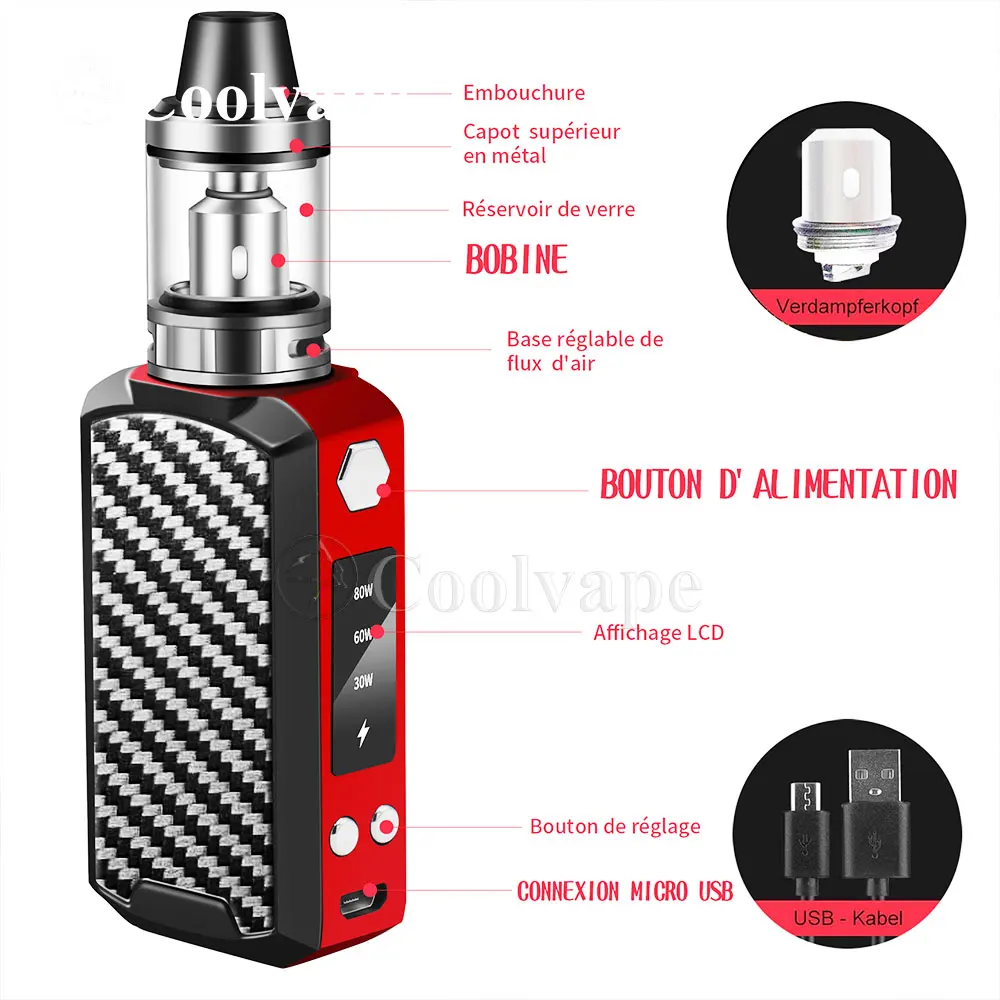 Original 80W Box Mod Vape Kit build-in Battery With 2.5ml Tank vaporizer 2200mAh electronic cigarette pen kit
Original 80W Box Mod Vape Kit build-in Battery With 2.5ml Tank vaporizer 2200mAh electronic cigarette pen kit