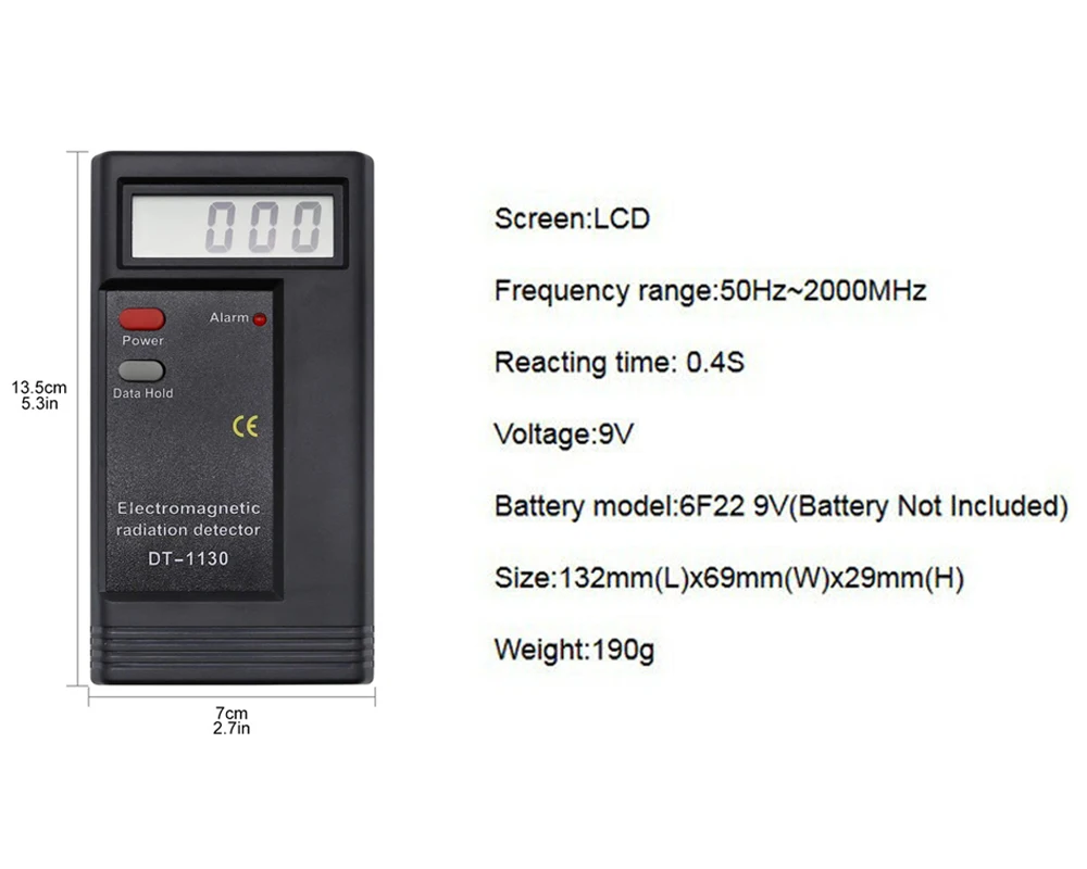 DT-1130 Handheld Portable Digital Electromagnetic Radiation Detector EMF Meter Radiation Dosimeter Monitor Tester DT-1130 Handheld Portable Digital Electromagnetic Radiation Detector EMF Meter Radiation Dosimeter Monitor Tester