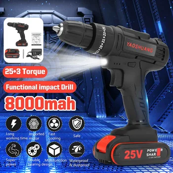 25V Electric Impact Drill 3/8" Cordless Rechargeable Electric Drill Hammer Screwdriver Powerful Battery Wrench with Drill Bit
25V Electric Impact Drill 3/8" Cordless Rechargeable Electric Drill Hammer Screwdriver Powerful Battery Wrench with Drill Bit
