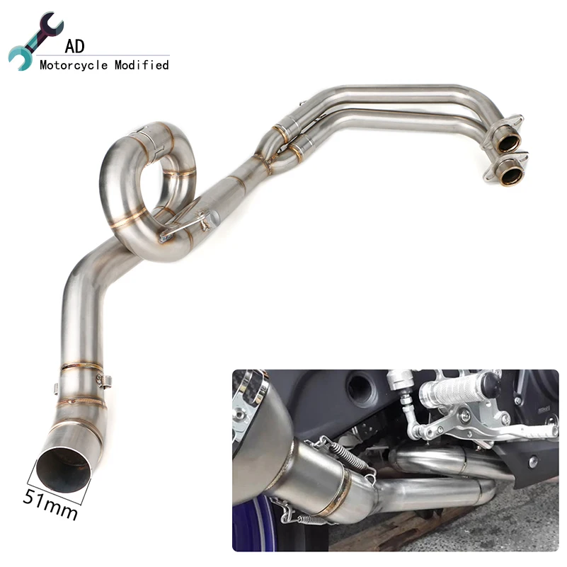 

For Yamaha YZF R25 R3 MT 03 Full Exhaust System Link Mid Pipe 51mm for Yamaha YZFR3 YZFR25 MT-03 MT03 Slip on