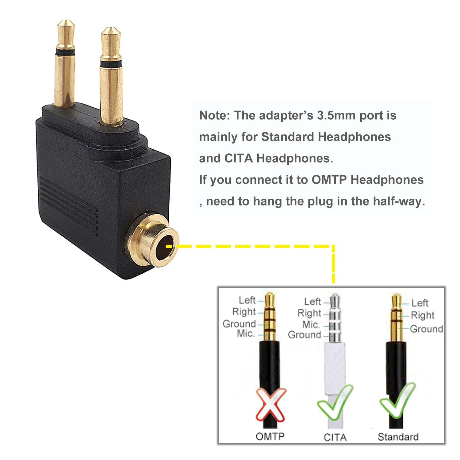 Airplane Airline Flight Stereo 3.5mm Adapter for V-Moda Crossfade M-200 M-100 M-80 LP2 LP XS V-80 Forza Metallo Zn Headphones Airplane Airline Flight Stereo 3.5mm Adapter for V-Moda Crossfade M-200 M-100 M-80 LP2 LP XS V-80 Forza Metallo Zn Headphones