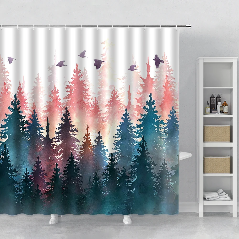 Blue Red Green Forest Scenery Shower Curtain Autumn Misty Jungle Bird Watercolor Landscape Bathroom Bath Curtains Bathtub Decor
Blue Red Green Forest Scenery Shower Curtain Autumn Misty Jungle Bird Watercolor Landscape Bathroom Bath Curtains Bathtub Decor