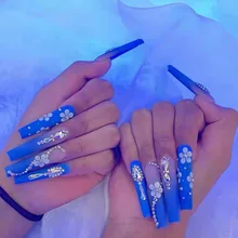 24pcs DIY Full Cover False Nail Tips Coffin Fake Nails Blue Rhinestone French Tips Fake Nails Ballet Wearable Nails Art Flowers
24pcs DIY Full Cover False Nail Tips Coffin Fake Nails Blue Rhinestone French Tips Fake Nails Ballet Wearable Nails Art Flowers