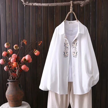 Plus Size XL-4XL Women's Blouses Floral Embroidery Long Sleeved Vintage Tops
Plus Size XL-4XL Women's Blouses Floral Embroidery Long Sleeved Vintage Tops