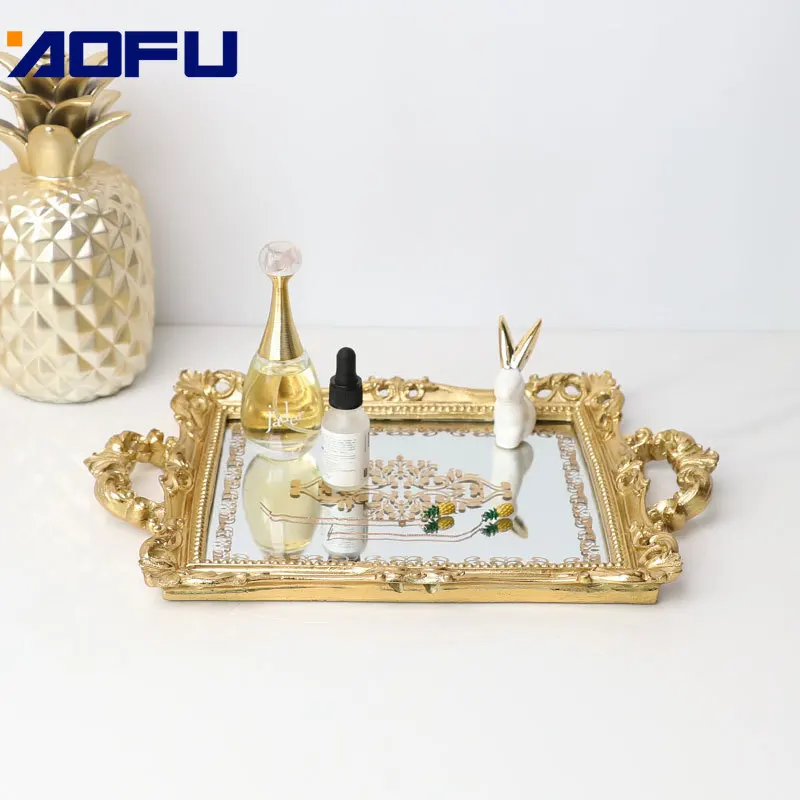 Retro European Style Gold-Tone Printed Mirror Tray Pastry Fruit Bowl Cosmetics Storage Jewelry Tray Rectangular Decoration
Retro European Style Gold-Tone Printed Mirror Tray Pastry Fruit Bowl Cosmetics Storage Jewelry Tray Rectangular Decoration