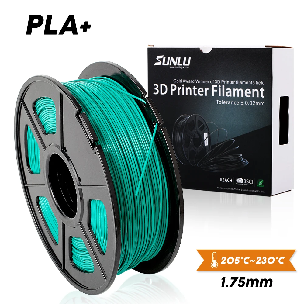 

SUNLU PLA plus 3D Printer Filament Plastic 1.75mm 1kg spool CYAN 100% no bubble +-0.02MM Tolerance full Color for option