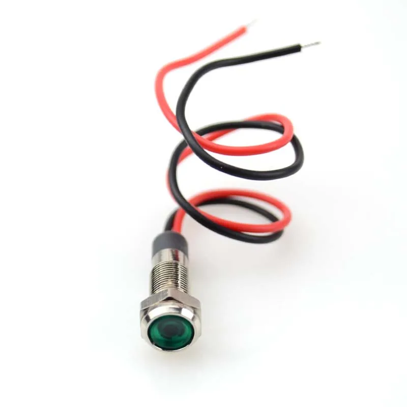 2pc Metal LED Indicator 6mm Thread Metal 6V Light Panel Signal Dash Lamp