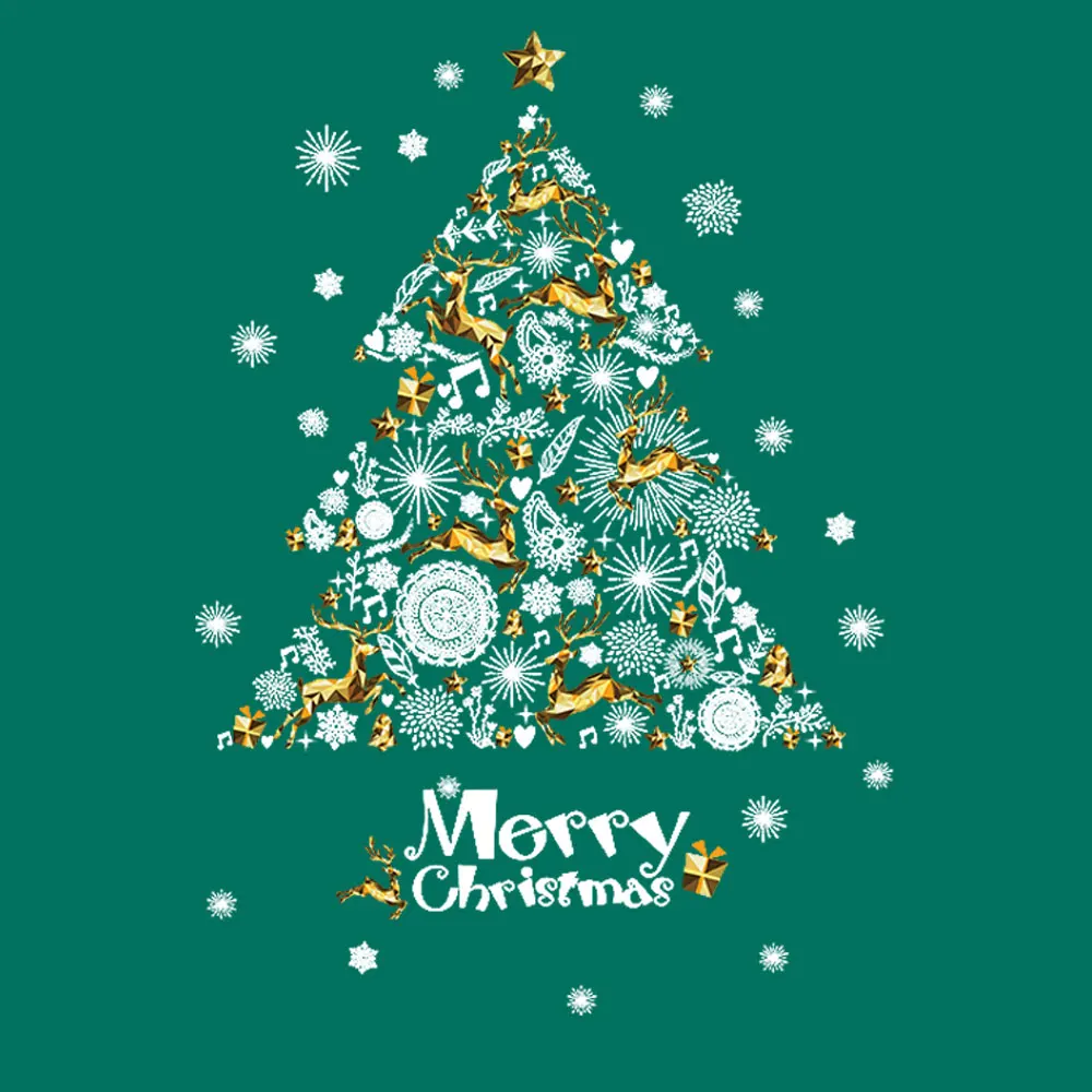 Christmas Windows Wall Sticker Xmas Tree Snowflake Festival Decoration | Дом и сад