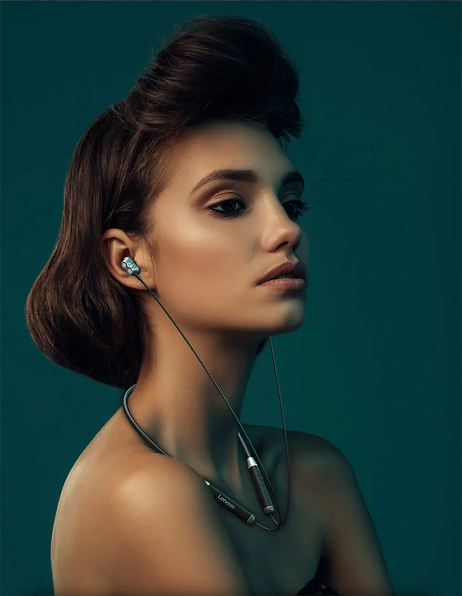 Gadgetoo Lenovo He08 Dual Dynamic Neckband Wireless In Ear Earphones